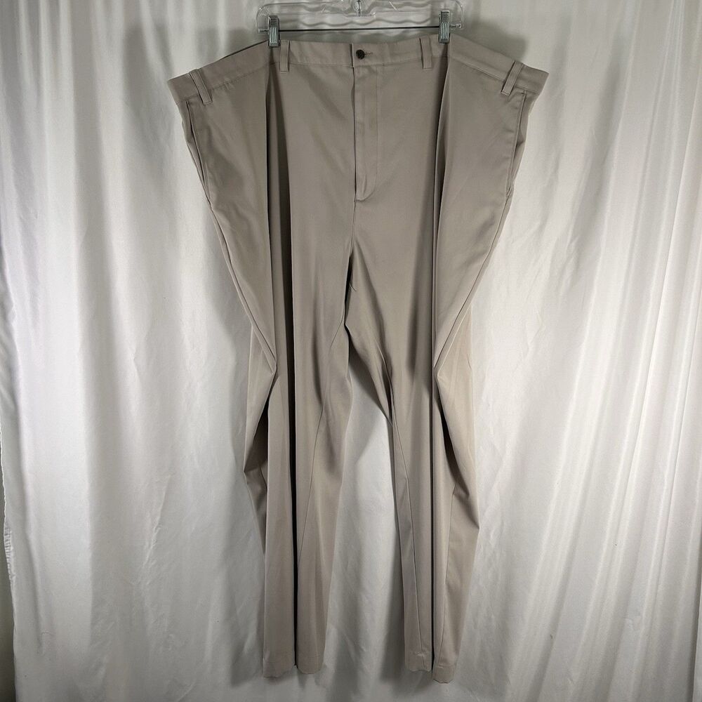 Callaway Golf Pants Men's 56x32 Khaki Flat Front Slash Pockets Button Zip